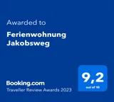 Booking Award 2023 Ferienwohnung am Jakobsweg